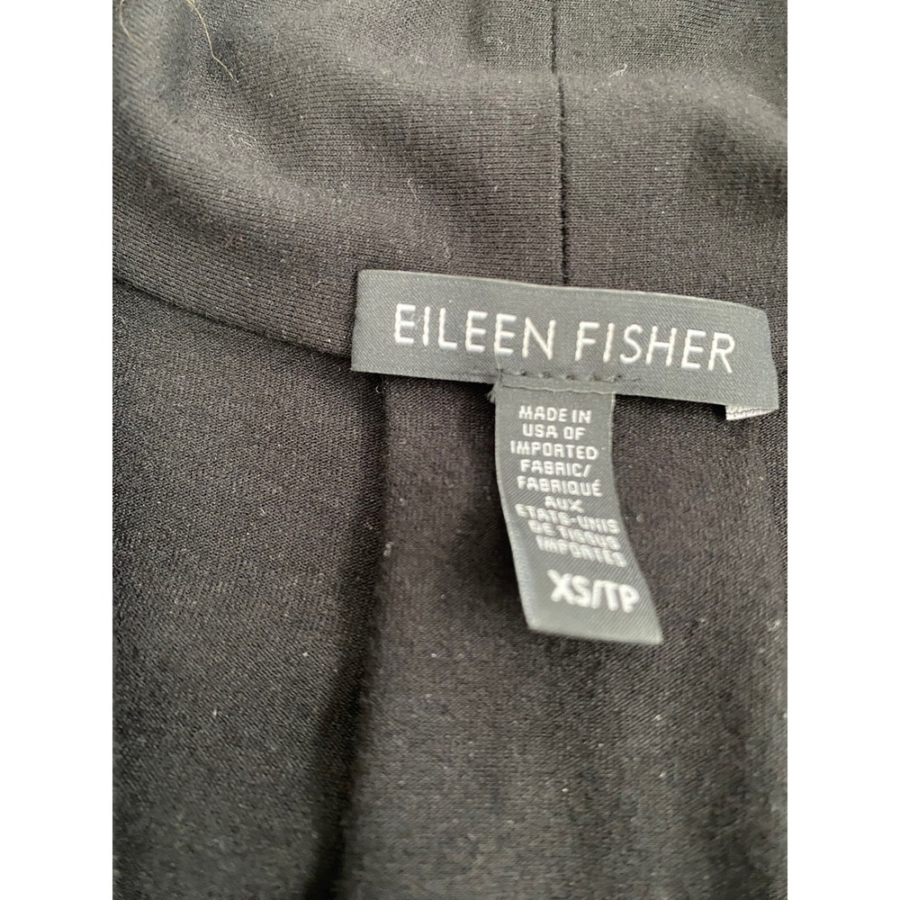 Eileen Fisher Womens Black Open Front Sleeveless Draped Cardigan Vest XS - Picture 4 of 4